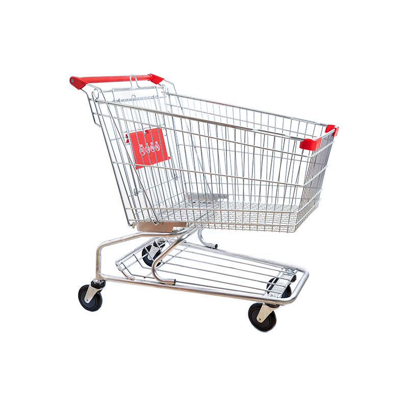 Carrello spesa pieghevole zincato per supermercato